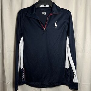 Polo Ralph Lauren Boys Navy White Red Quarter Zip Athletic Top XL
